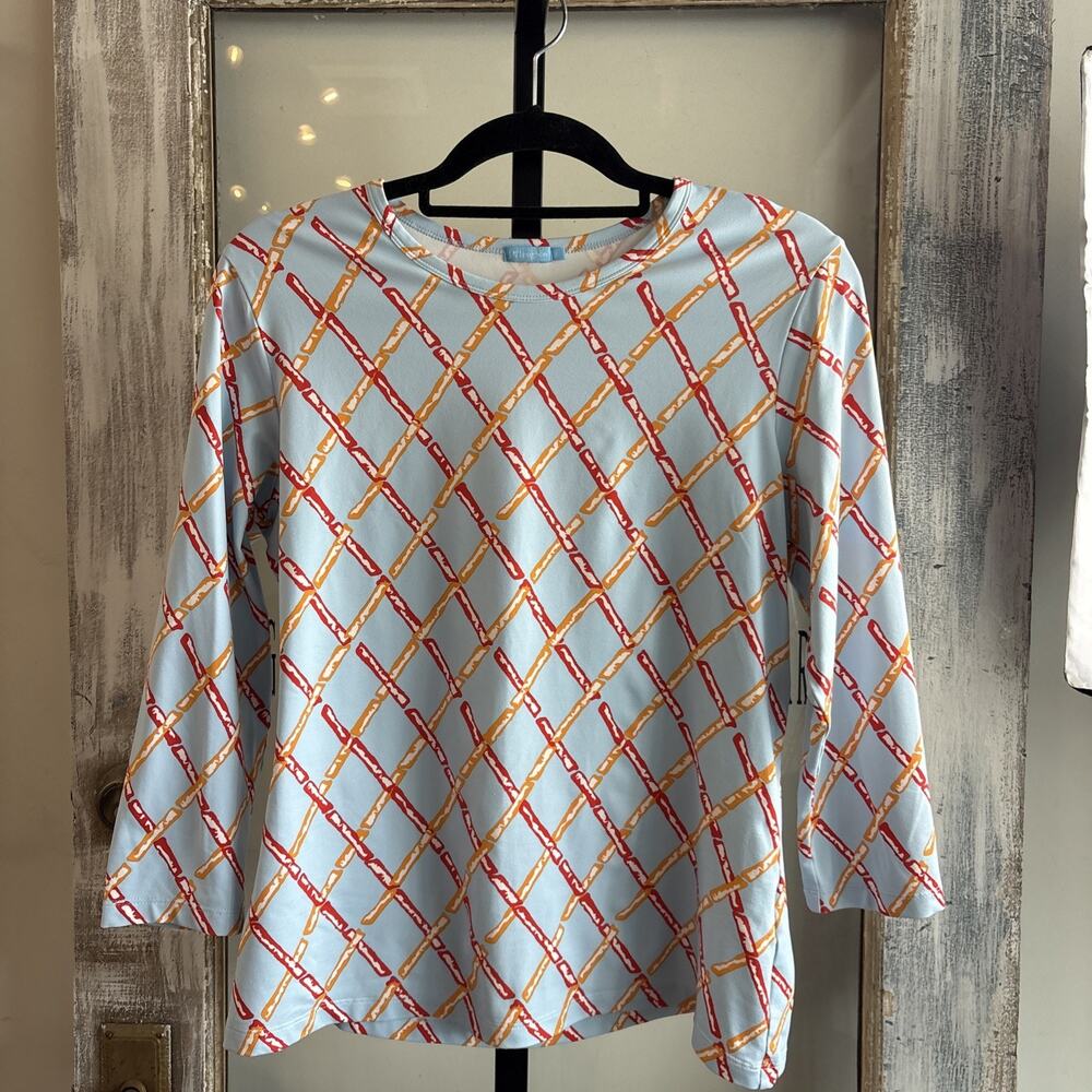 J. Mclaughlin Signature Catalina Cloth Bamboo Sticks T-Shirt Tee Top Size Large